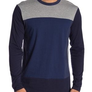 Slate & Stone Mens Leonard Crew Neck Long Sleeve Shirt in Colorblock Nav…